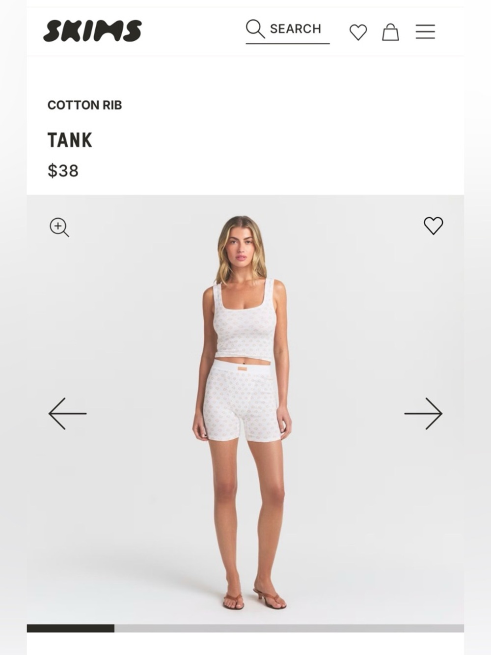 NEW! SKIMS Cotton Rib Tank Size Medium Ochre Horseshoe Print